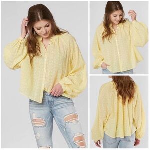 Free People Down From The Clouds Eyelet Cottagecore Peasant Blouse Small